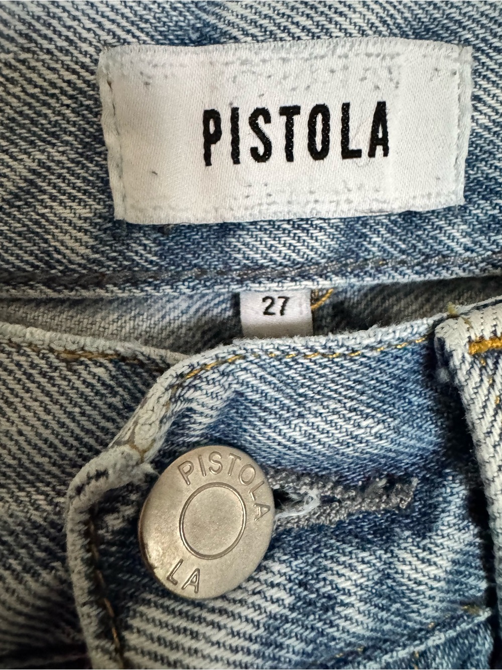 Pistola High Rise Straight Leg Distressed Hemp Blend Jeans Women’s Size 27 Light